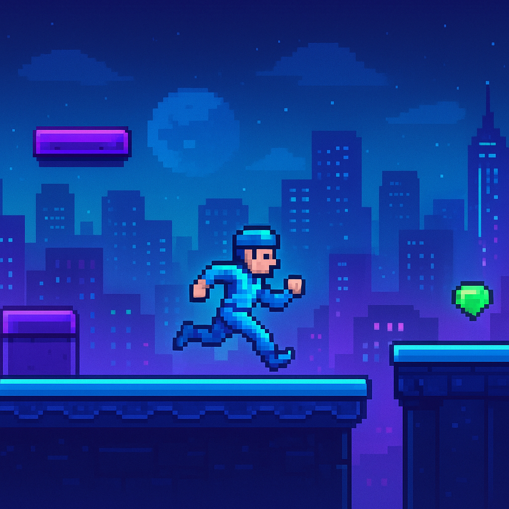 Screenshot: pixel neon runner level